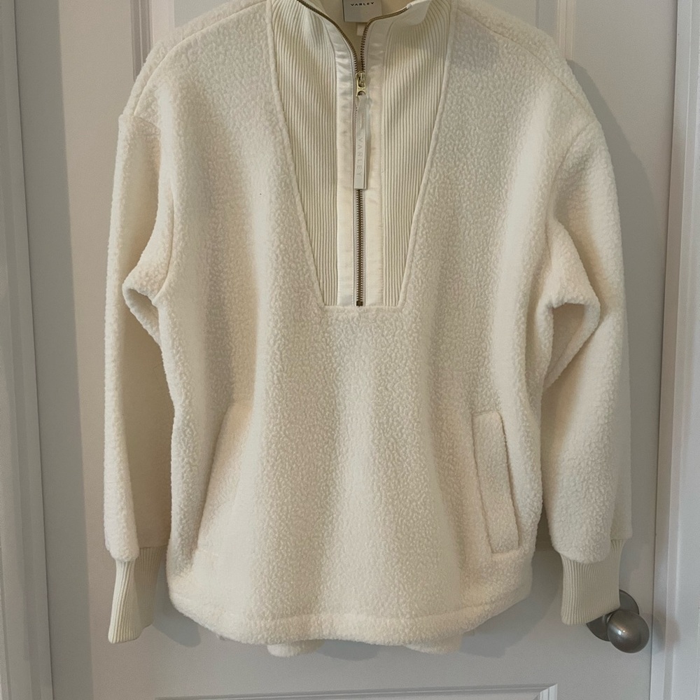 Varley XS Cream Zip-Up Sweater